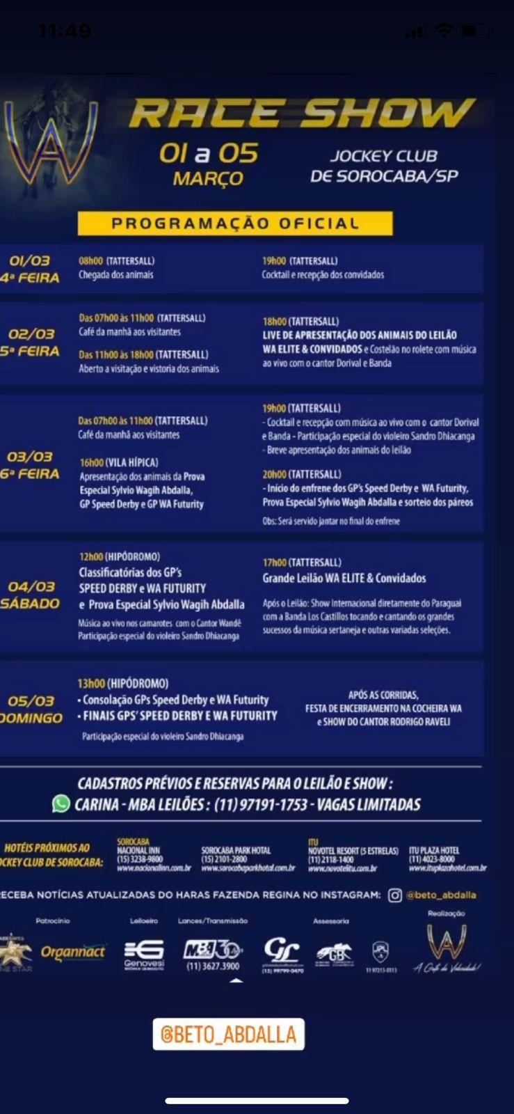 Race Show a semana da velocidade no jockey Club de Sorocaba