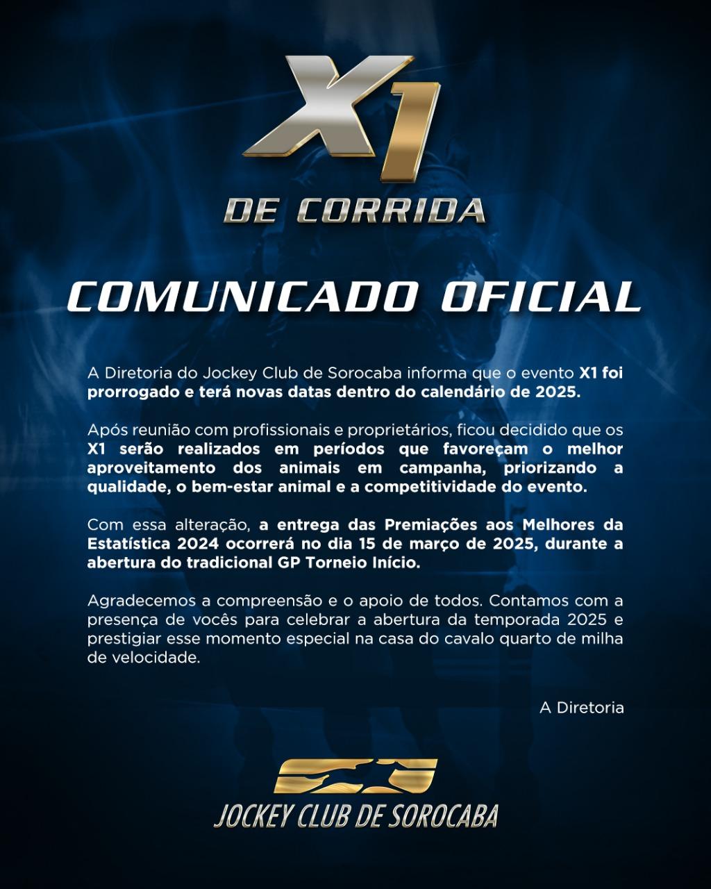 Comunicado Oficial do Jockey Club de Sorocaba